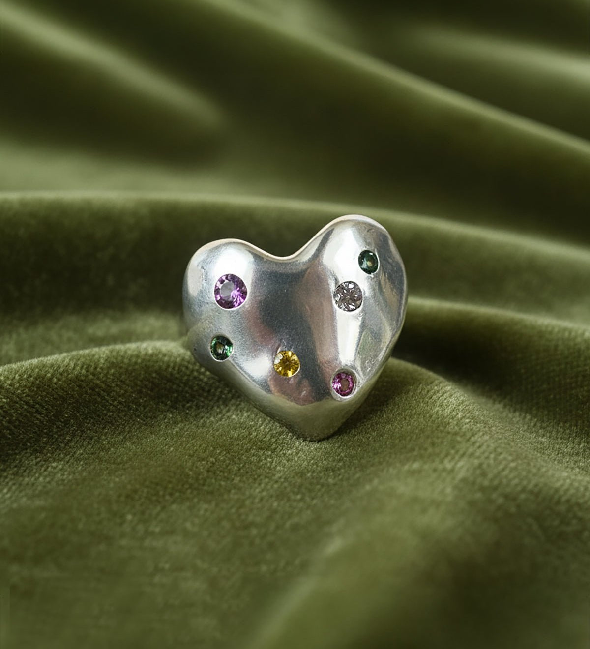 Sapphire Eros Silver Heart Ring - Dea Dia