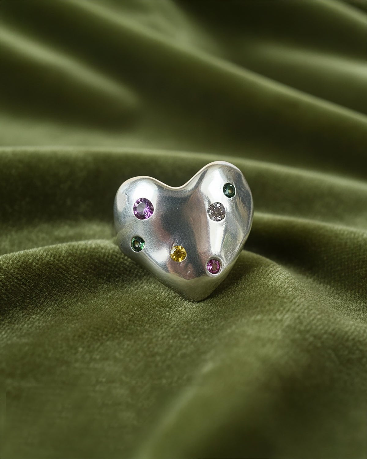 Sapphire Eros Silver Heart Ring - Dea Dia