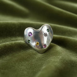 Sapphire Eros Silver Heart Ring - Dea Dia