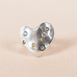 Sapphire Eros Silver Heart Ring - Dea Dia