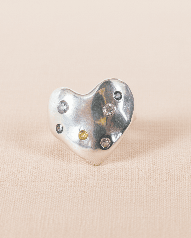 Sapphire Eros Silver Heart Ring - Dea Dia
