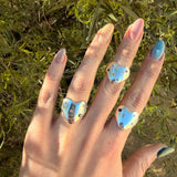 Sapphire Eros Silver Heart Ring - Dea Dia
