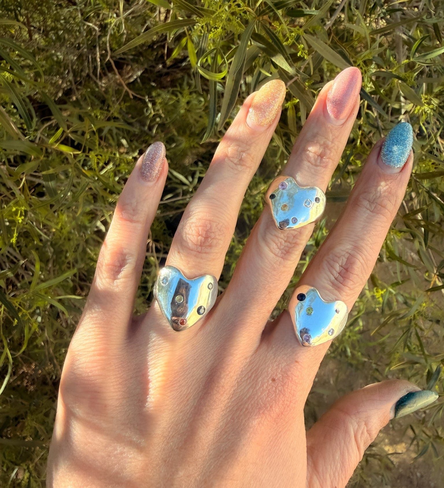Sapphire Eros Silver Heart Ring - Dea Dia