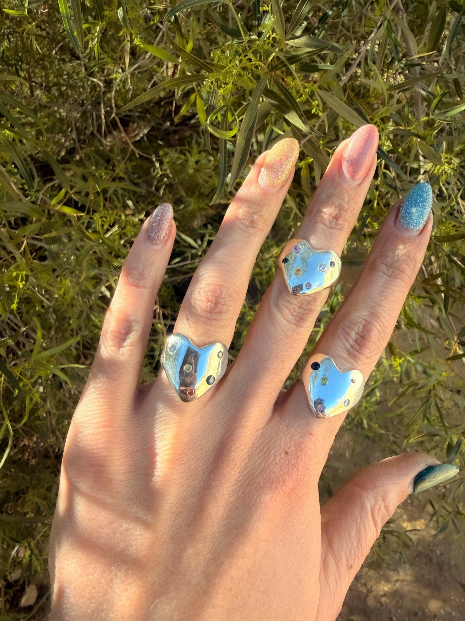 Sapphire Eros Silver Heart Ring - Dea Dia