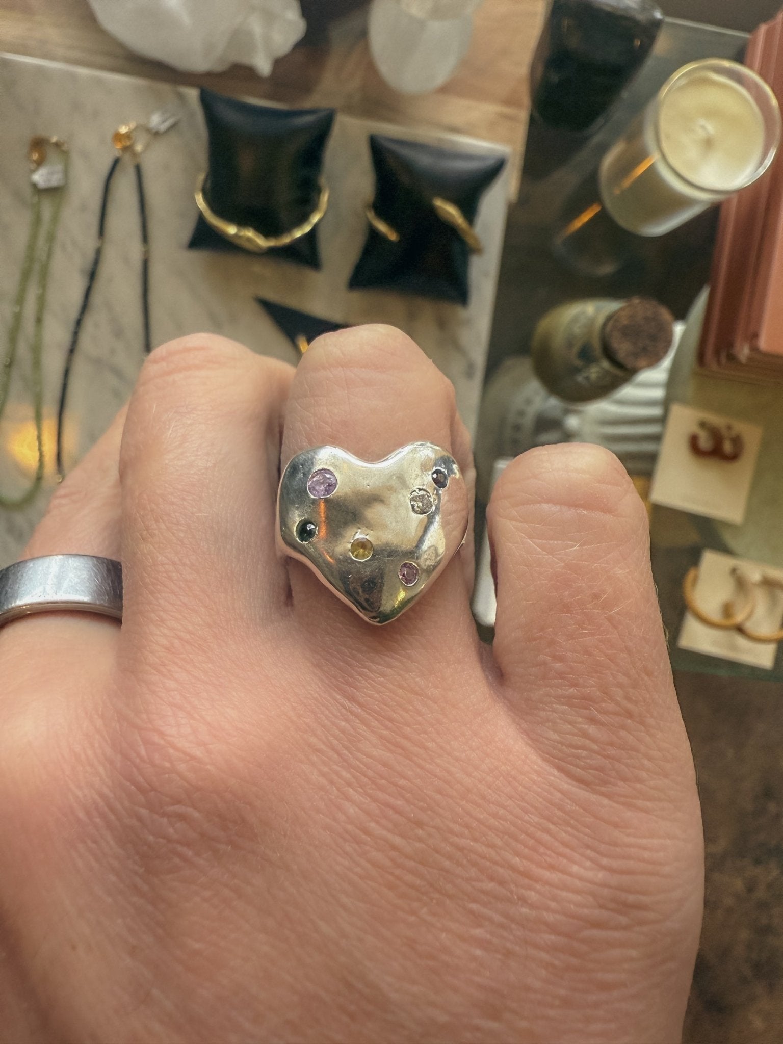 Sapphire Eros Silver Heart Ring - Dea Dia