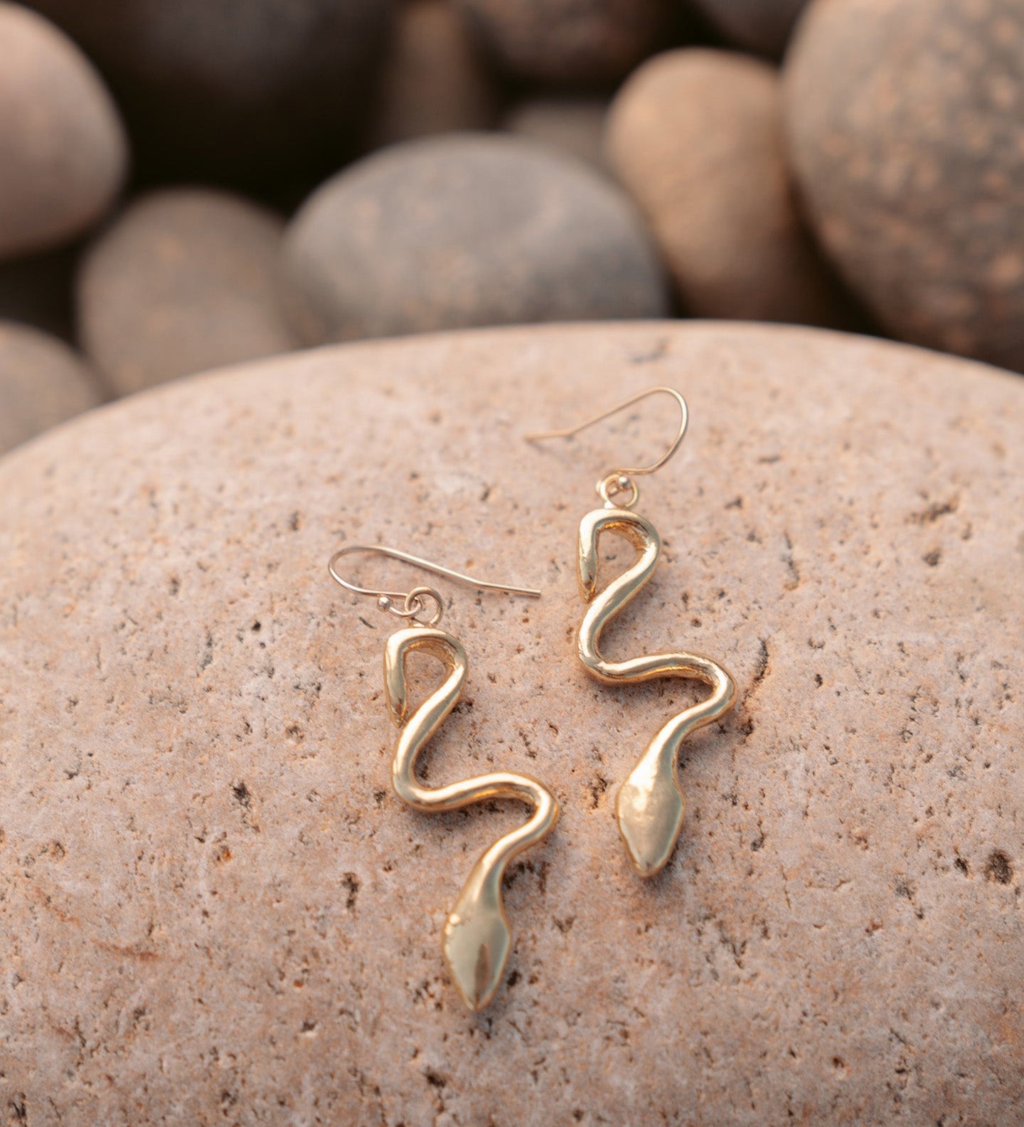 Serpentina Snake Dangle Earrings - Brass or Silver - Dea Dia