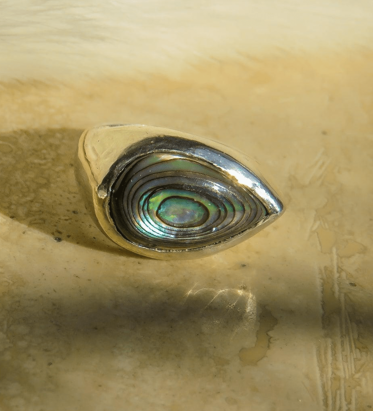 Silver Abalone Teardrop Ring - Dea Dia