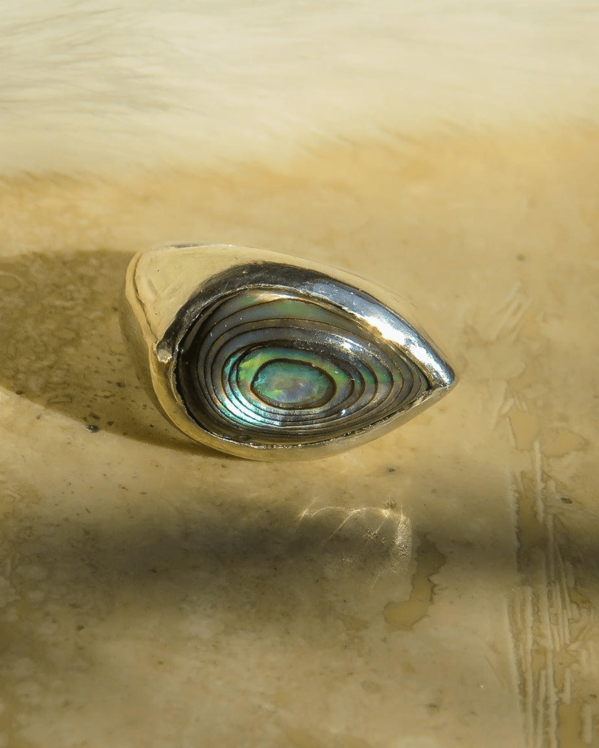 Silver Abalone Teardrop Ring - Dea Dia