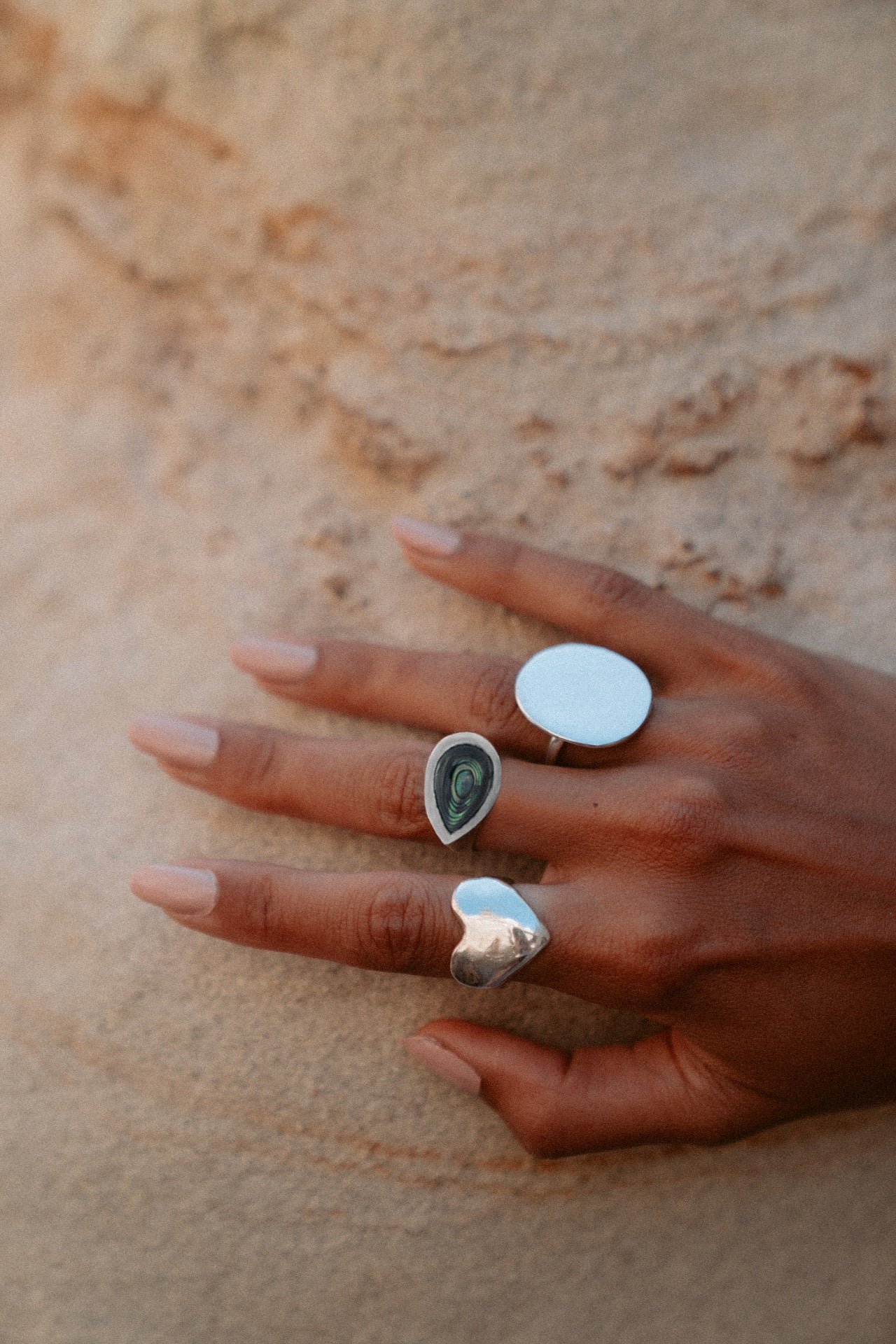 Silver Abalone Teardrop Ring - Dea Dia