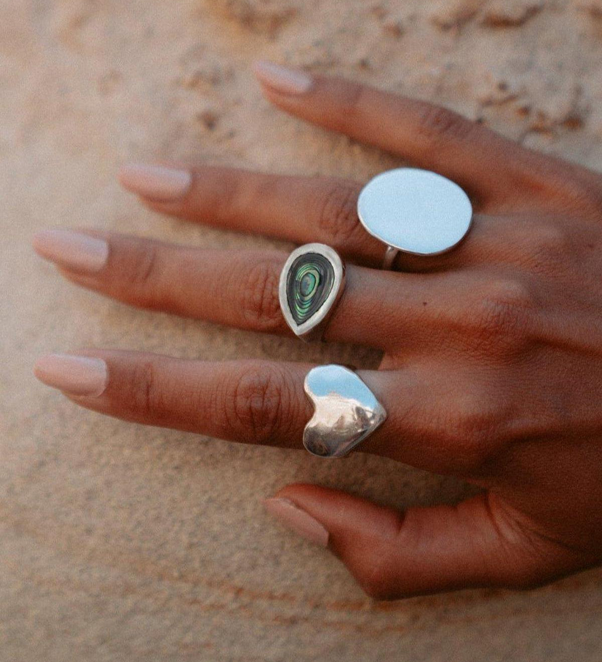 Silver Abalone Teardrop Ring - Dea Dia