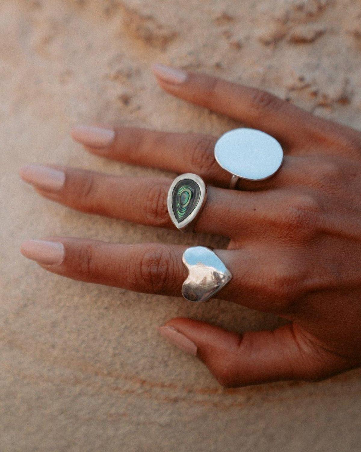 Silver Abalone Teardrop Ring - Dea Dia