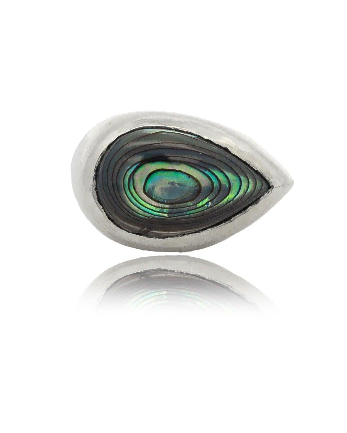 Silver Abalone Teardrop Ring - Dea Dia