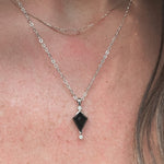 Silver Black Spinel Kite and Diamond Necklace - Dea Dia