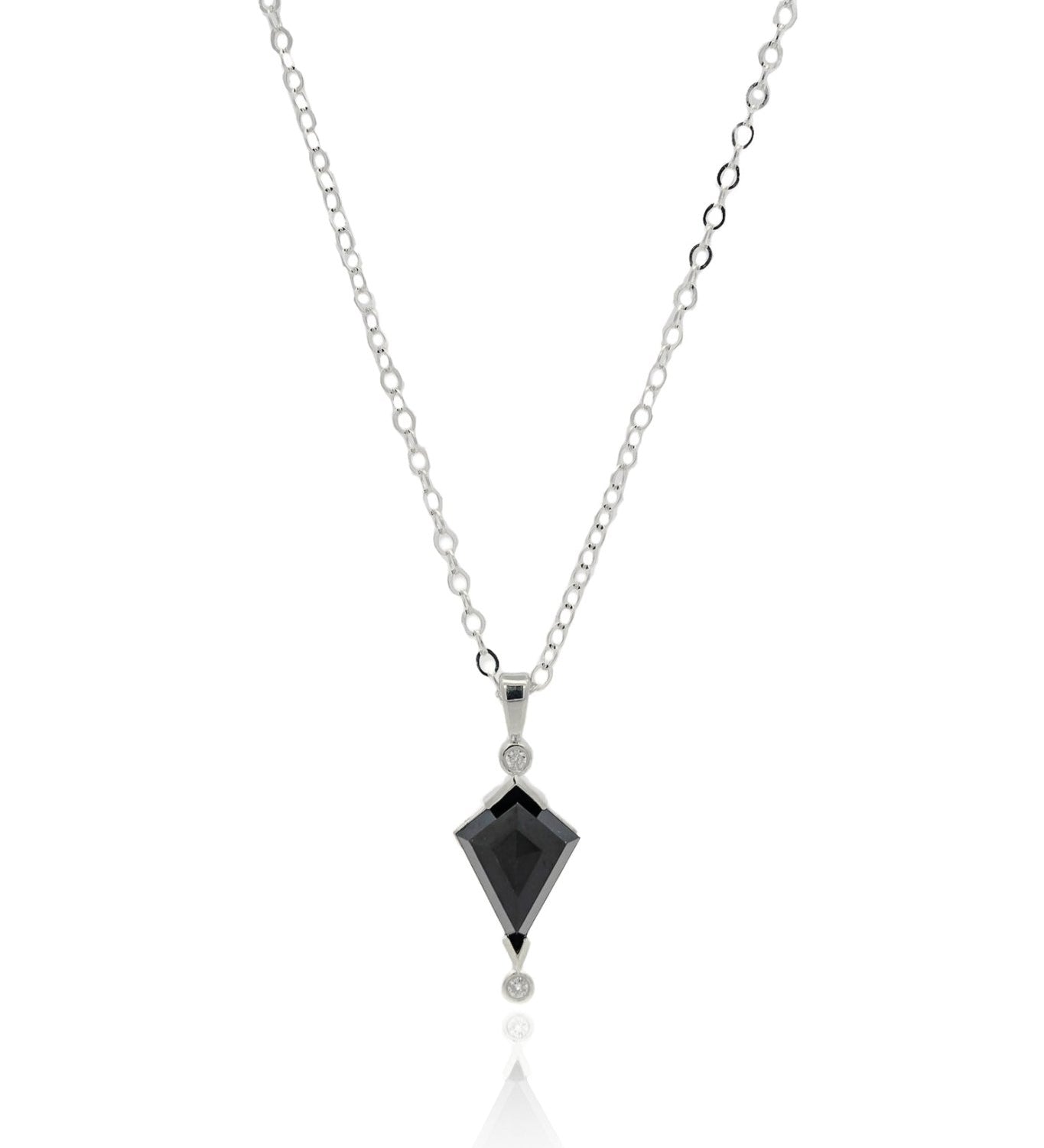 Silver Black Spinel Kite and Diamond Necklace - Dea Dia