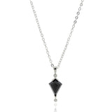 Silver Black Spinel Kite and Diamond Necklace - Dea Dia