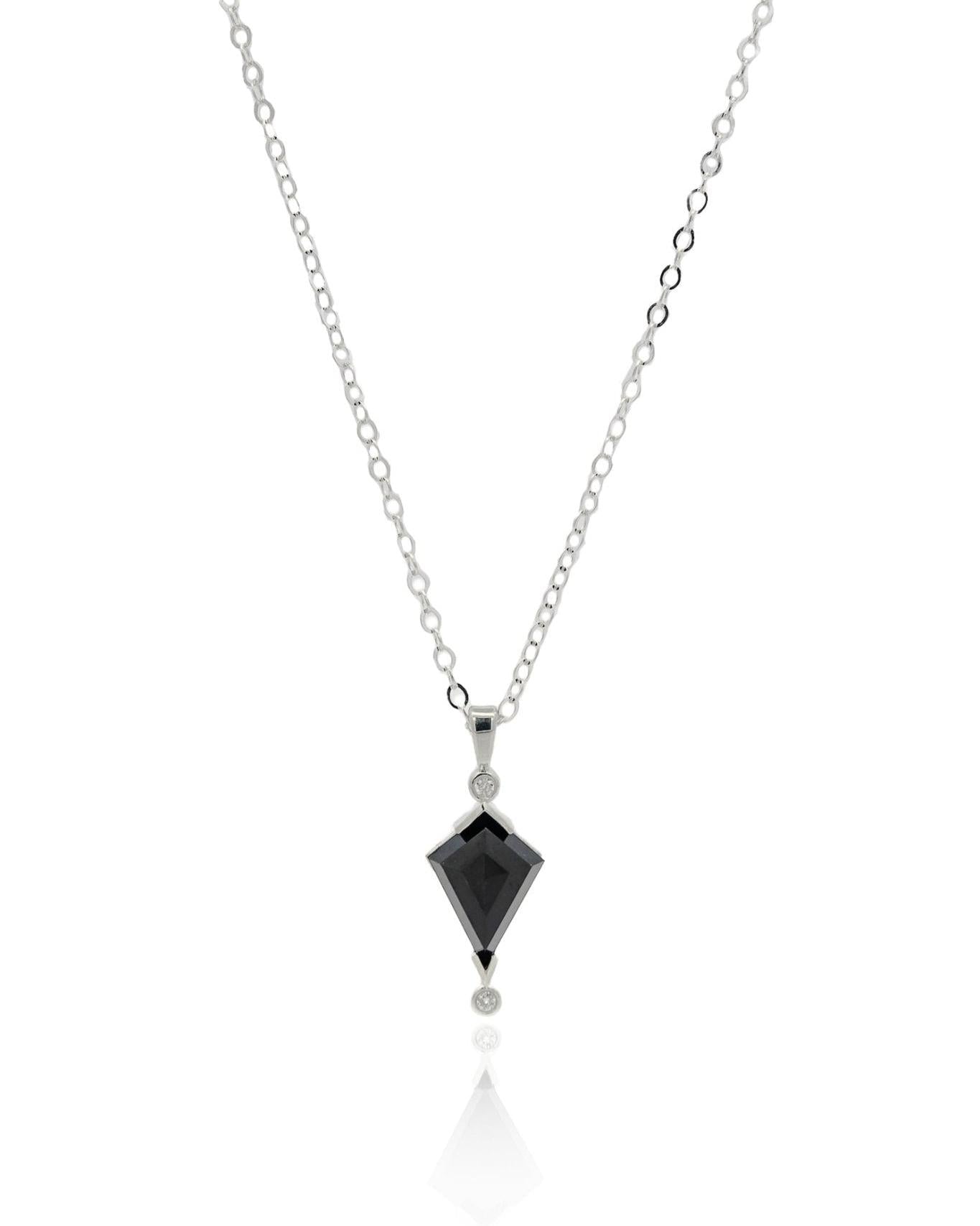 Silver Black Spinel Kite and Diamond Necklace - Dea Dia
