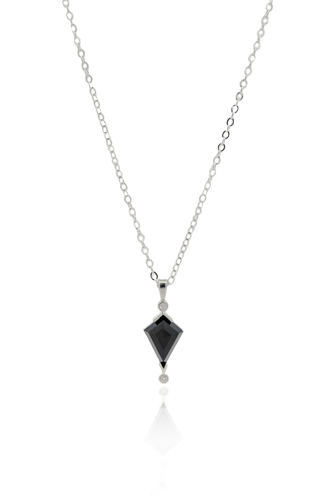 Silver Black Spinel Kite and Diamond Necklace - Dea Dia