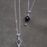 Silver Black Spinel Kite and Diamond Necklace - Dea Dia