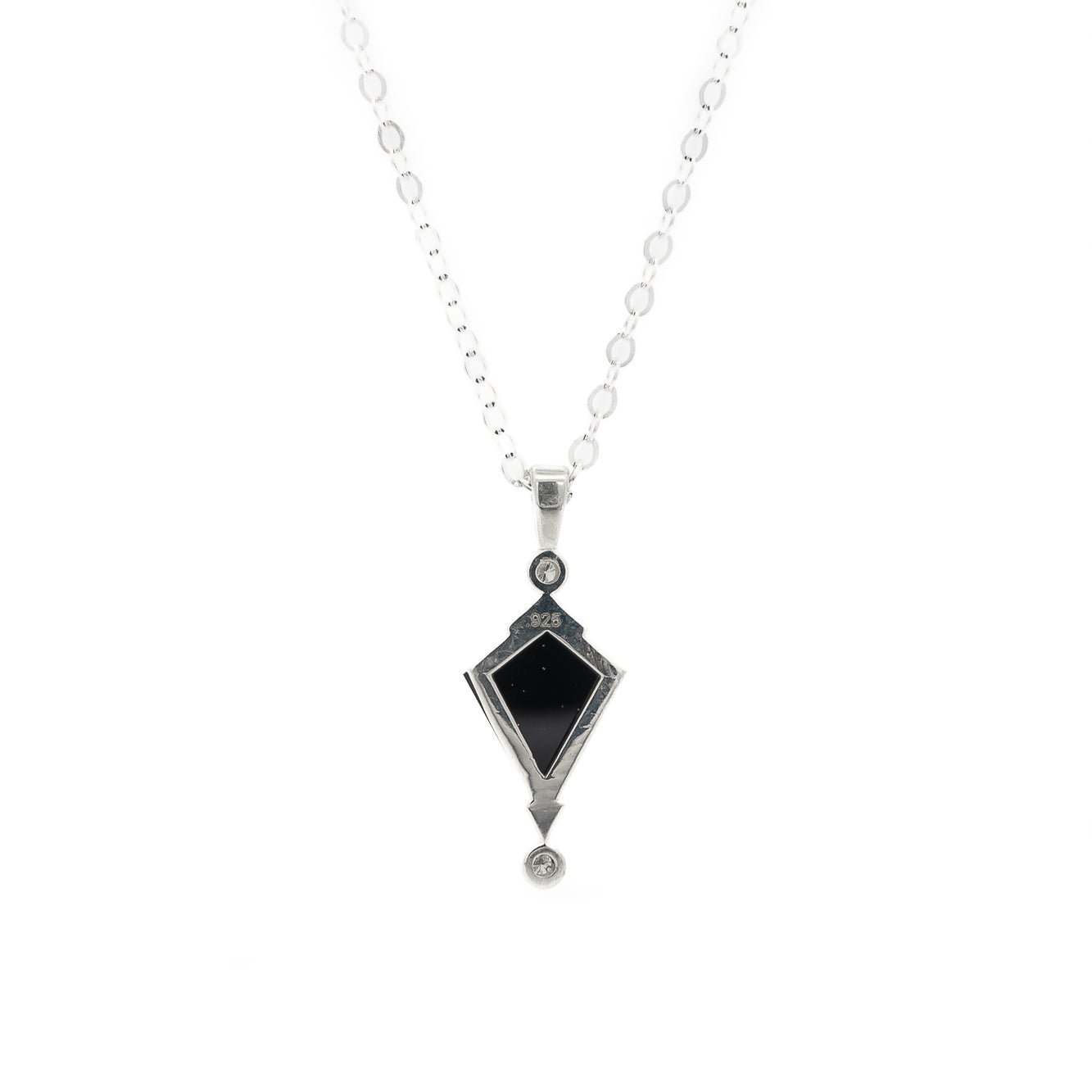 Silver Black Spinel Kite and Diamond Necklace - Dea Dia