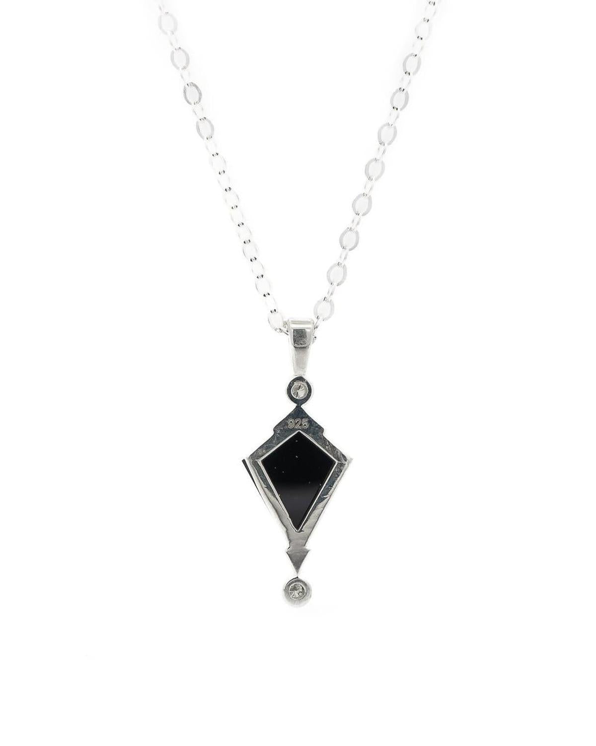 Silver Black Spinel Kite and Diamond Necklace - Dea Dia