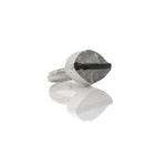 Silver Eye Ring with Black Tourmaline Raw Quartz Size 5.75 - 6 - Dea Dia