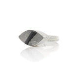 Silver Eye Ring with Black Tourmaline Raw Quartz Size 8.5 - Dea Dia