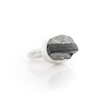 Silver Eye Ring with Black Tourmaline Raw Quartz Size 9.5 - Dea Dia