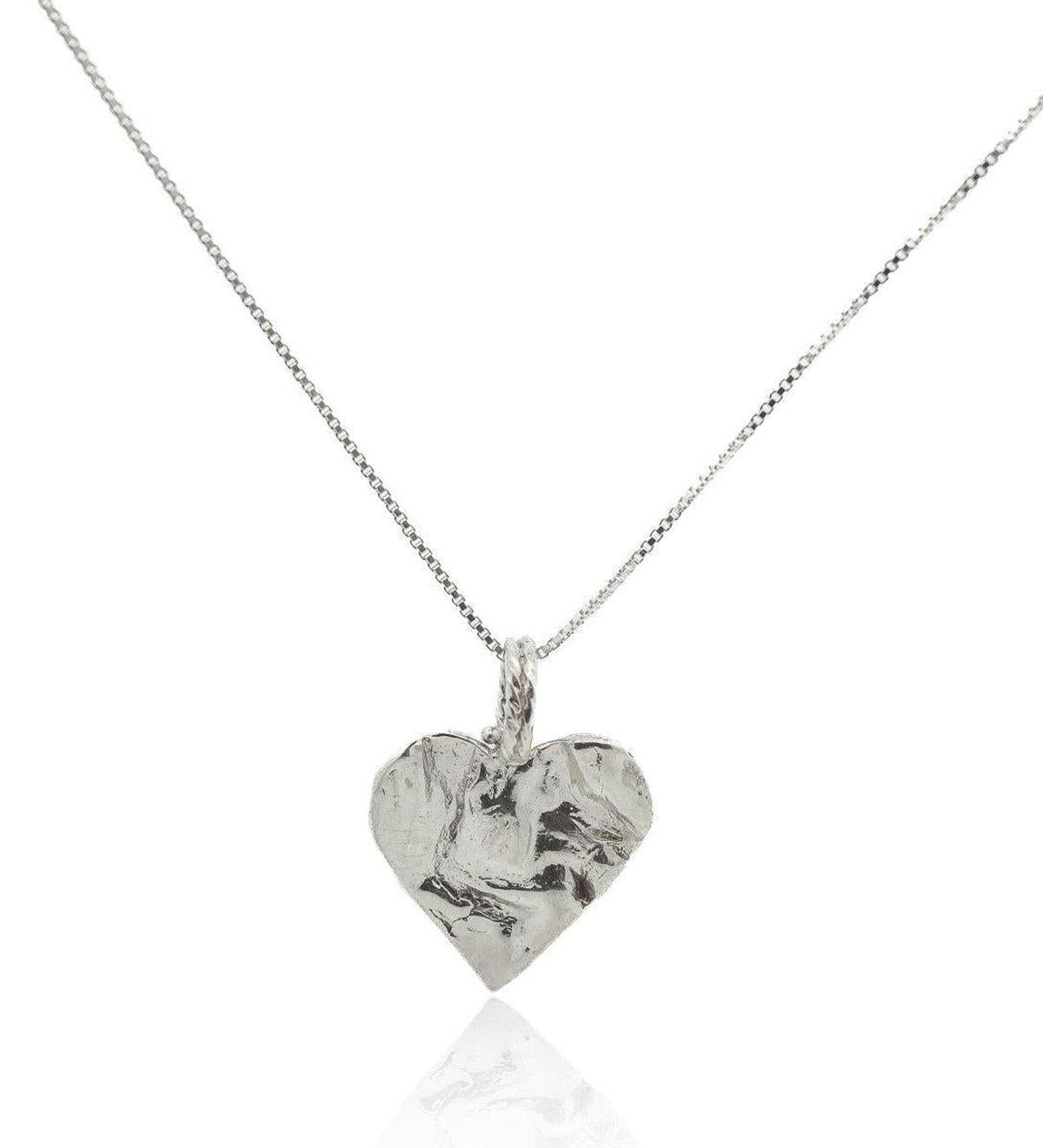 Silver Heart Rock Necklace - Chain or Leather - Dea Dia