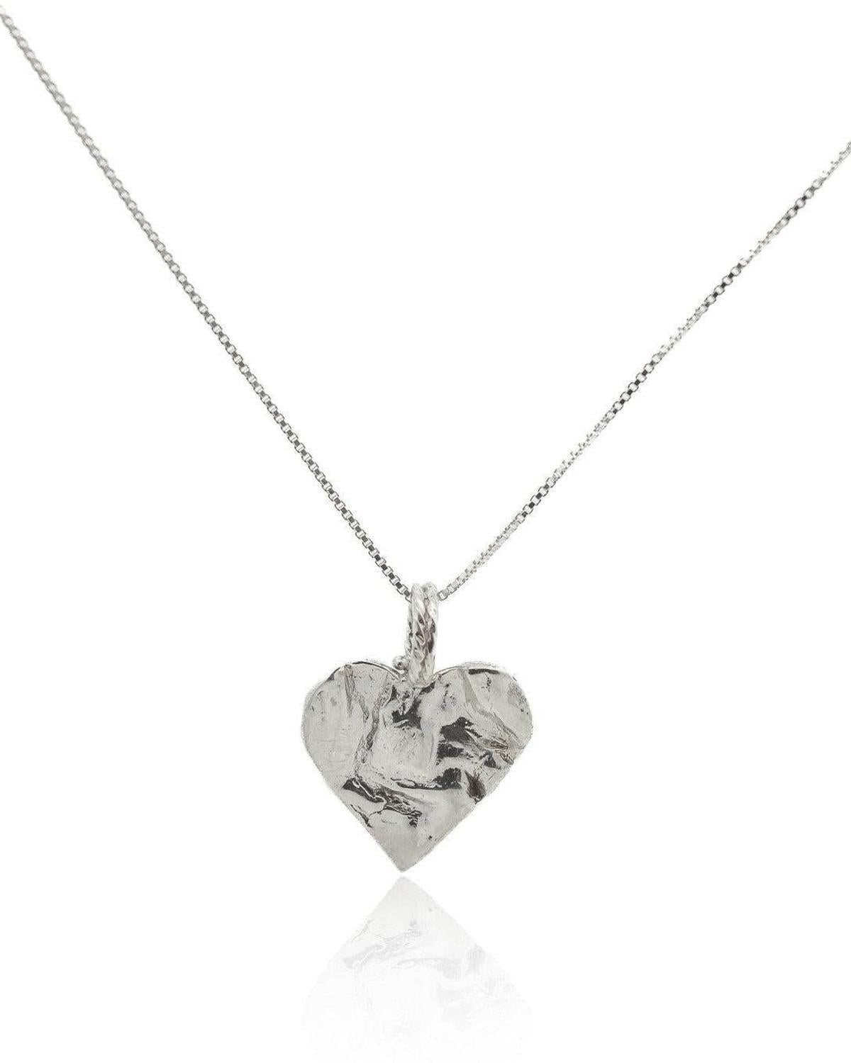 Silver Heart Rock Necklace - Chain or Leather - Dea Dia
