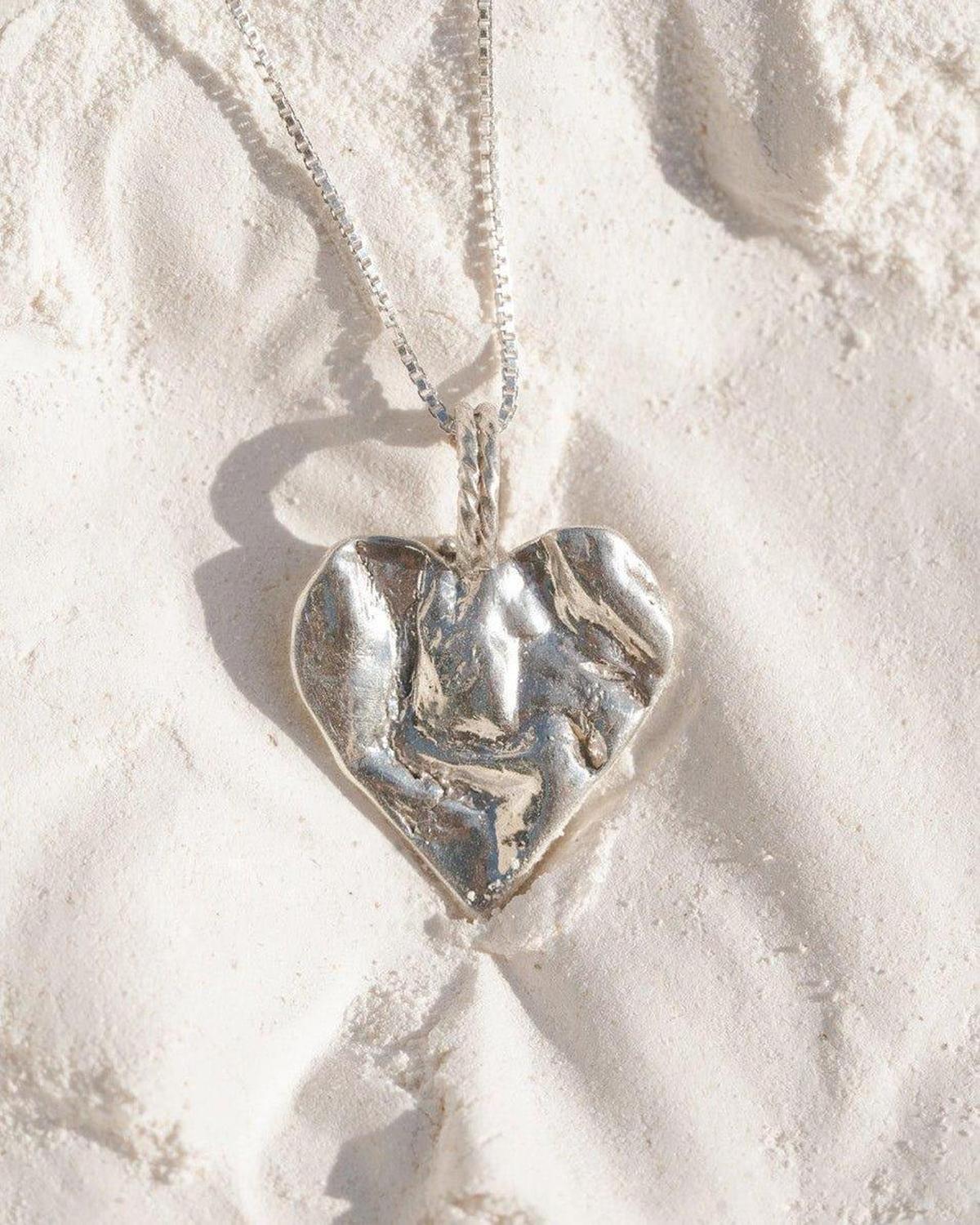 Silver Heart Rock Necklace - Chain or Leather - Dea Dia