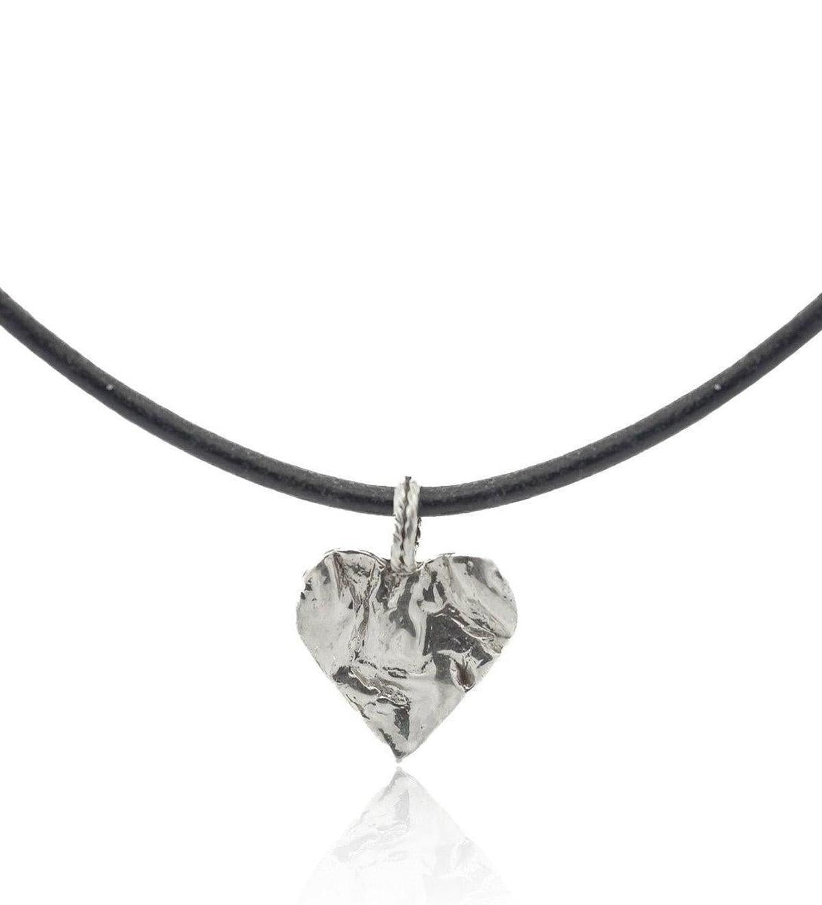 Silver Heart Rock Necklace - Chain or Leather - Dea Dia
