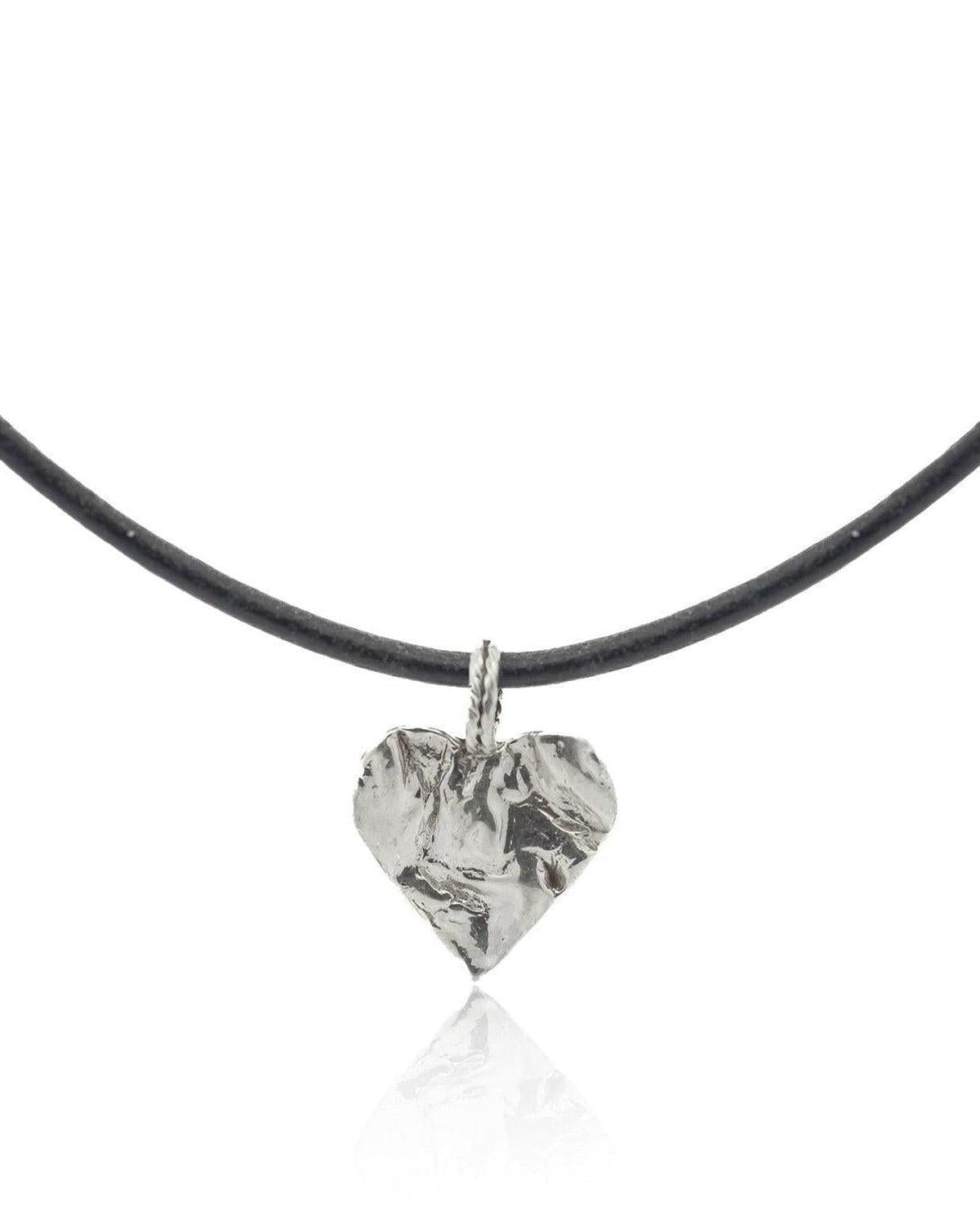 Silver Heart Rock Necklace - Chain or Leather - Dea Dia