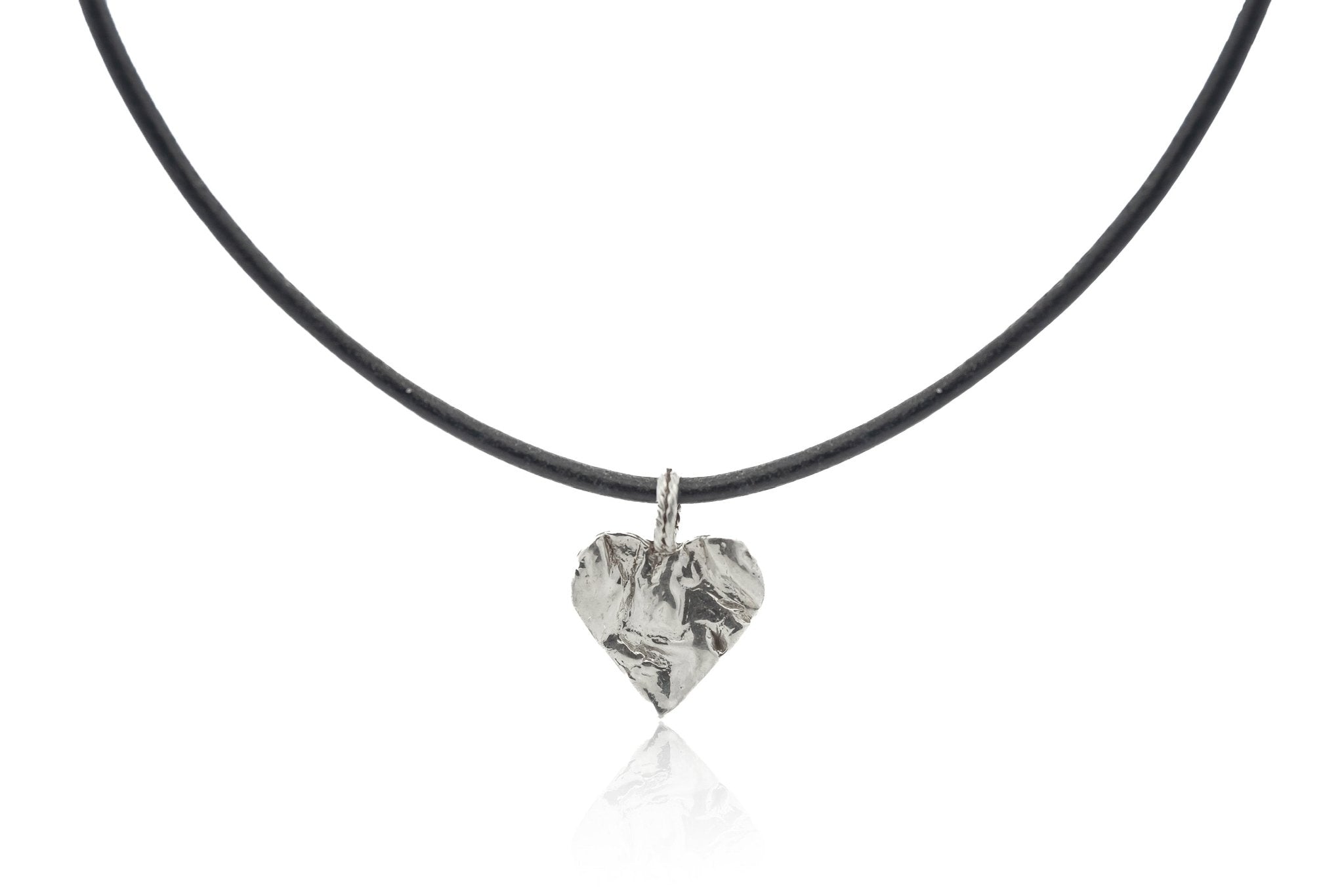 Silver Heart Rock Necklace - Chain or Leather - Dea Dia