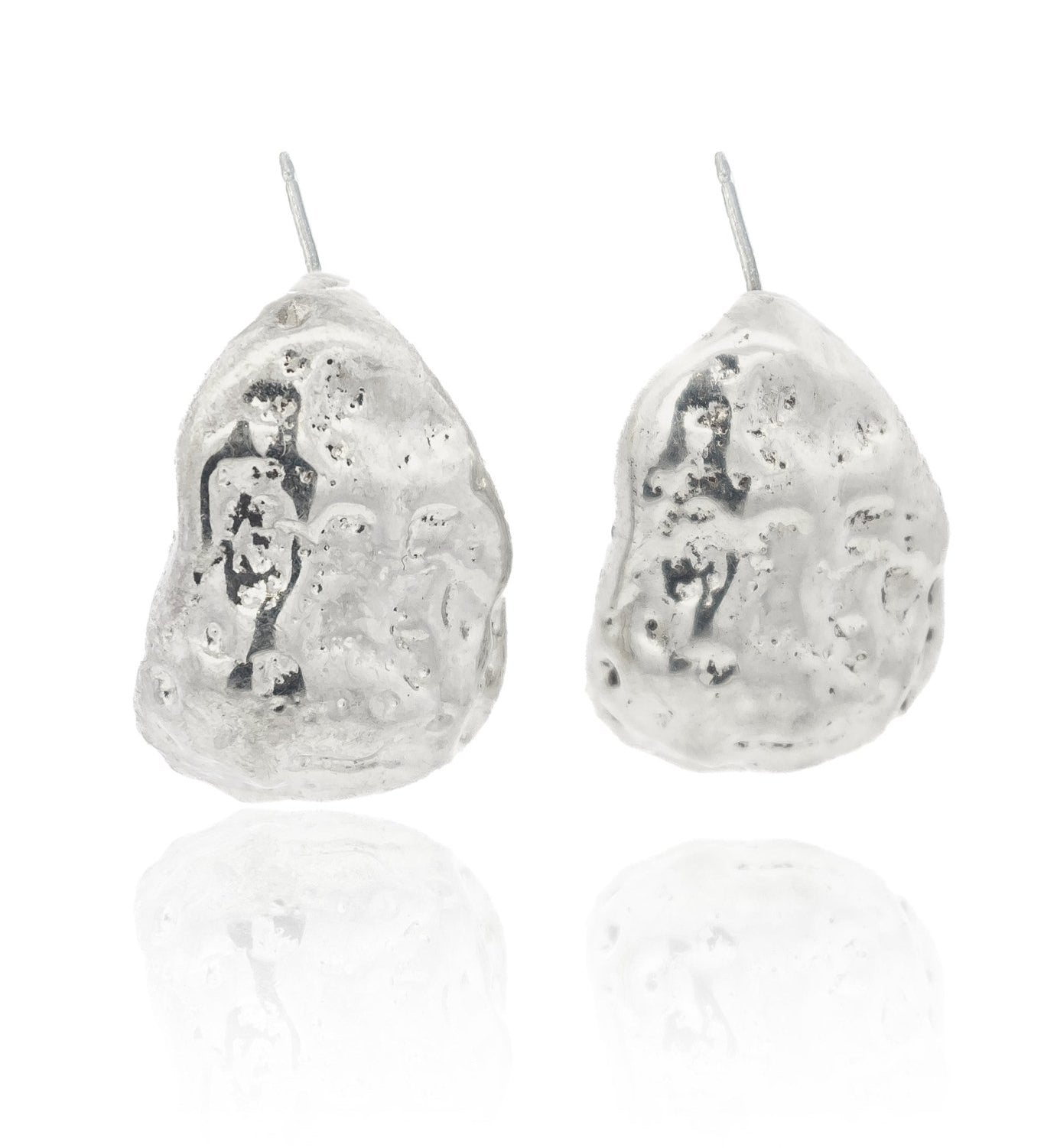 Silver Nugget Dome Earrings - Dea Dia