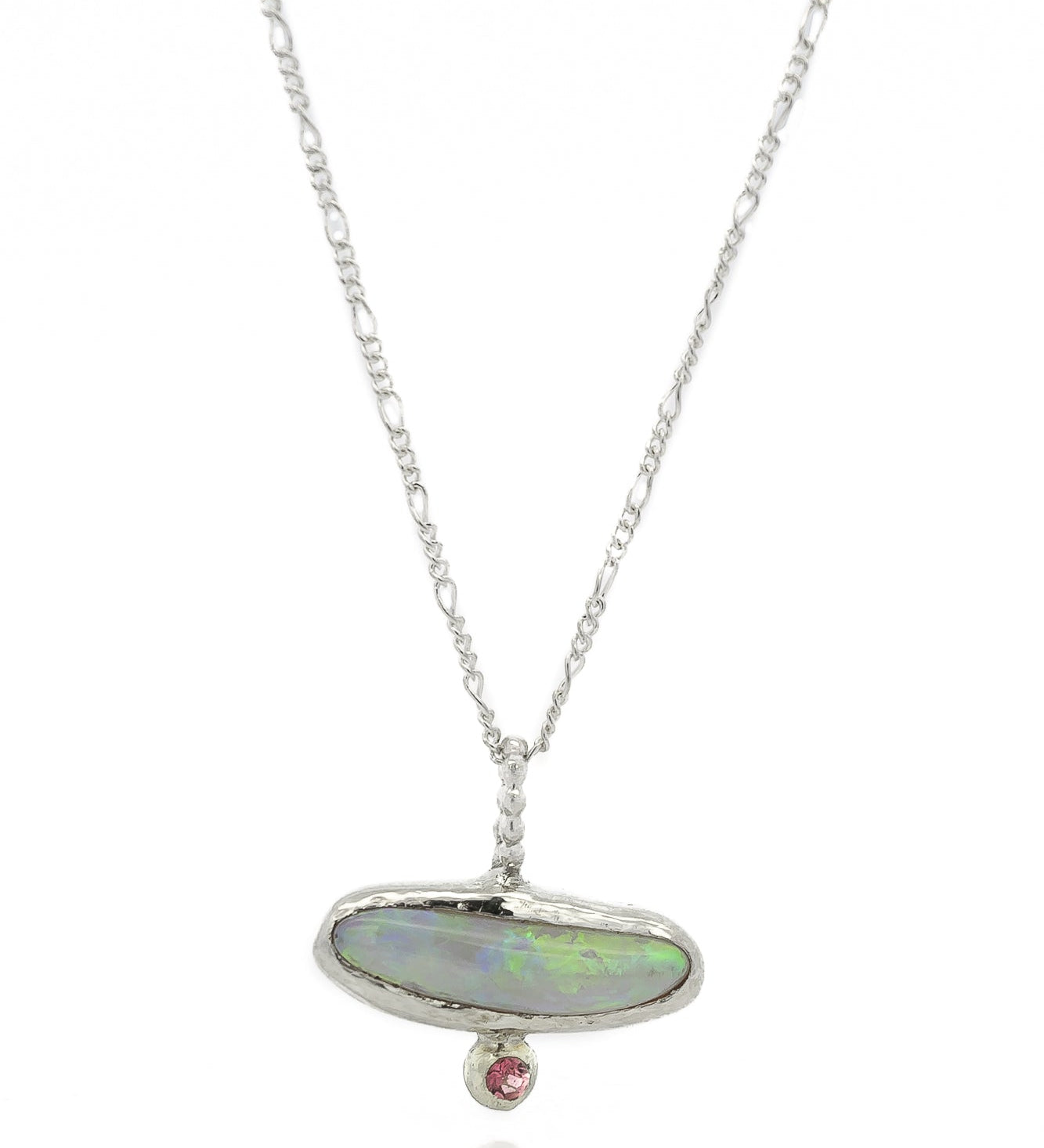 Silver Opal & Ruby Sand Cast Pendant - Dea Dia