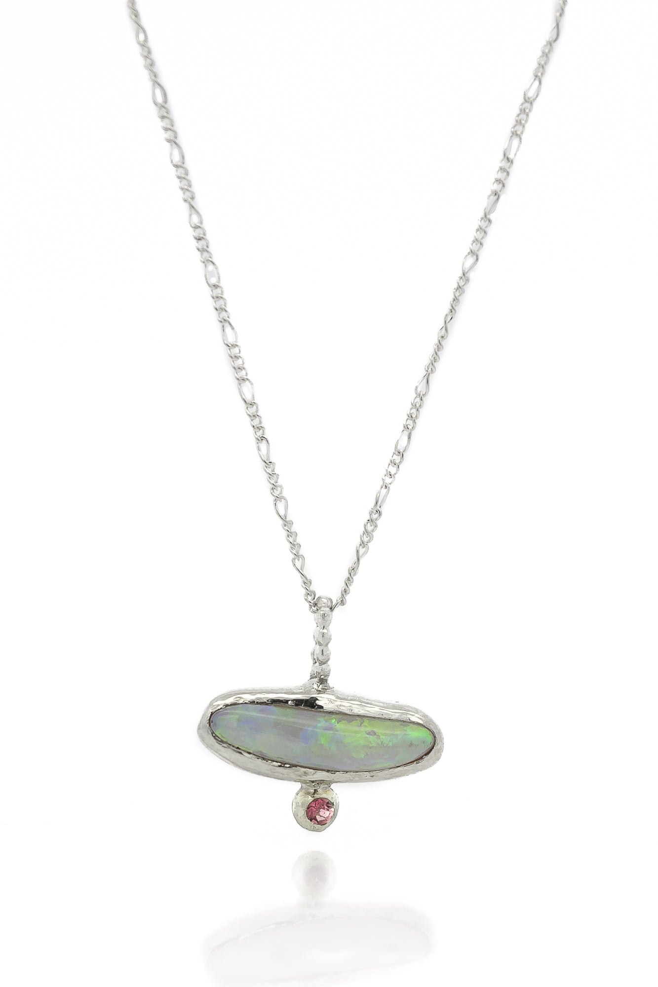 Silver Opal & Ruby Sand Cast Pendant - Dea Dia