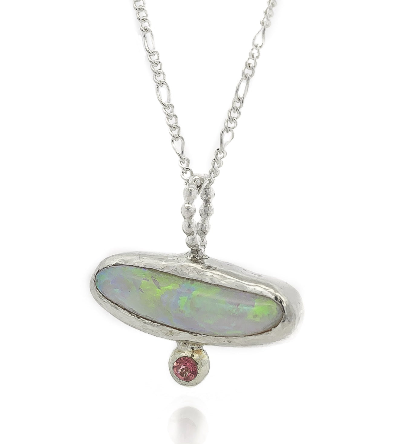 Silver Opal & Ruby Sand Cast Pendant - Dea Dia