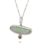 Silver Opal & Ruby Sand Cast Pendant - Dea Dia