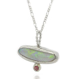 Silver Opal & Ruby Sand Cast Pendant - Dea Dia