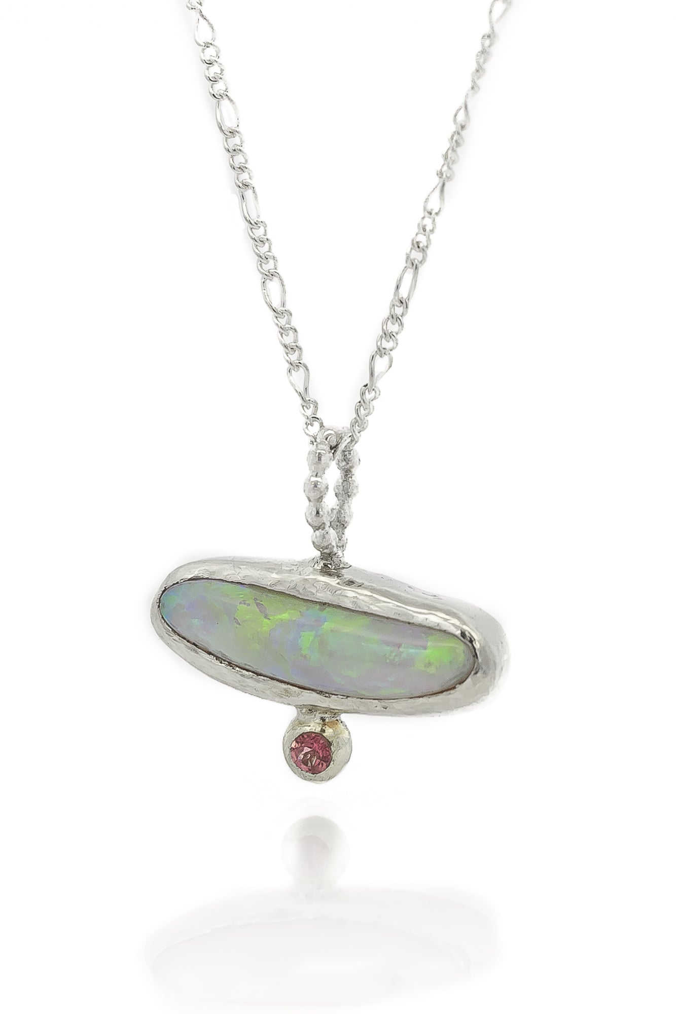 Silver Opal & Ruby Sand Cast Pendant - Dea Dia