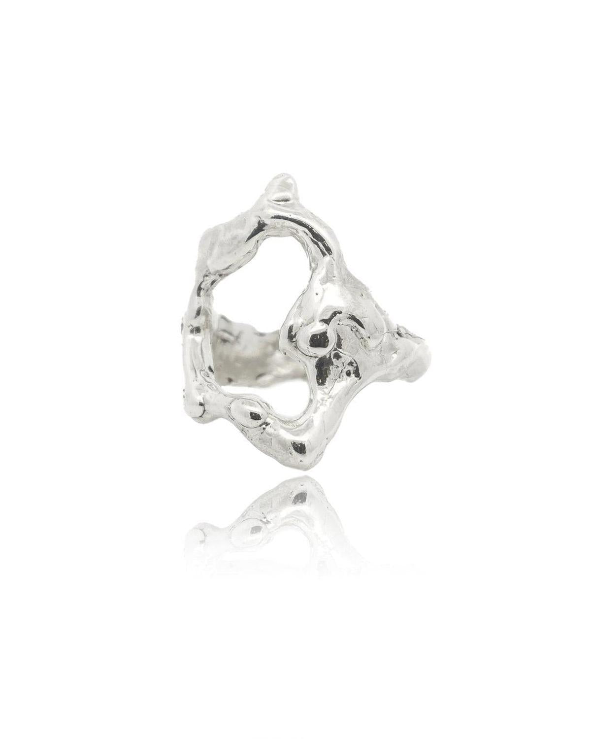 Silver Tecopa Modernist Drip Ring - Dea Dia