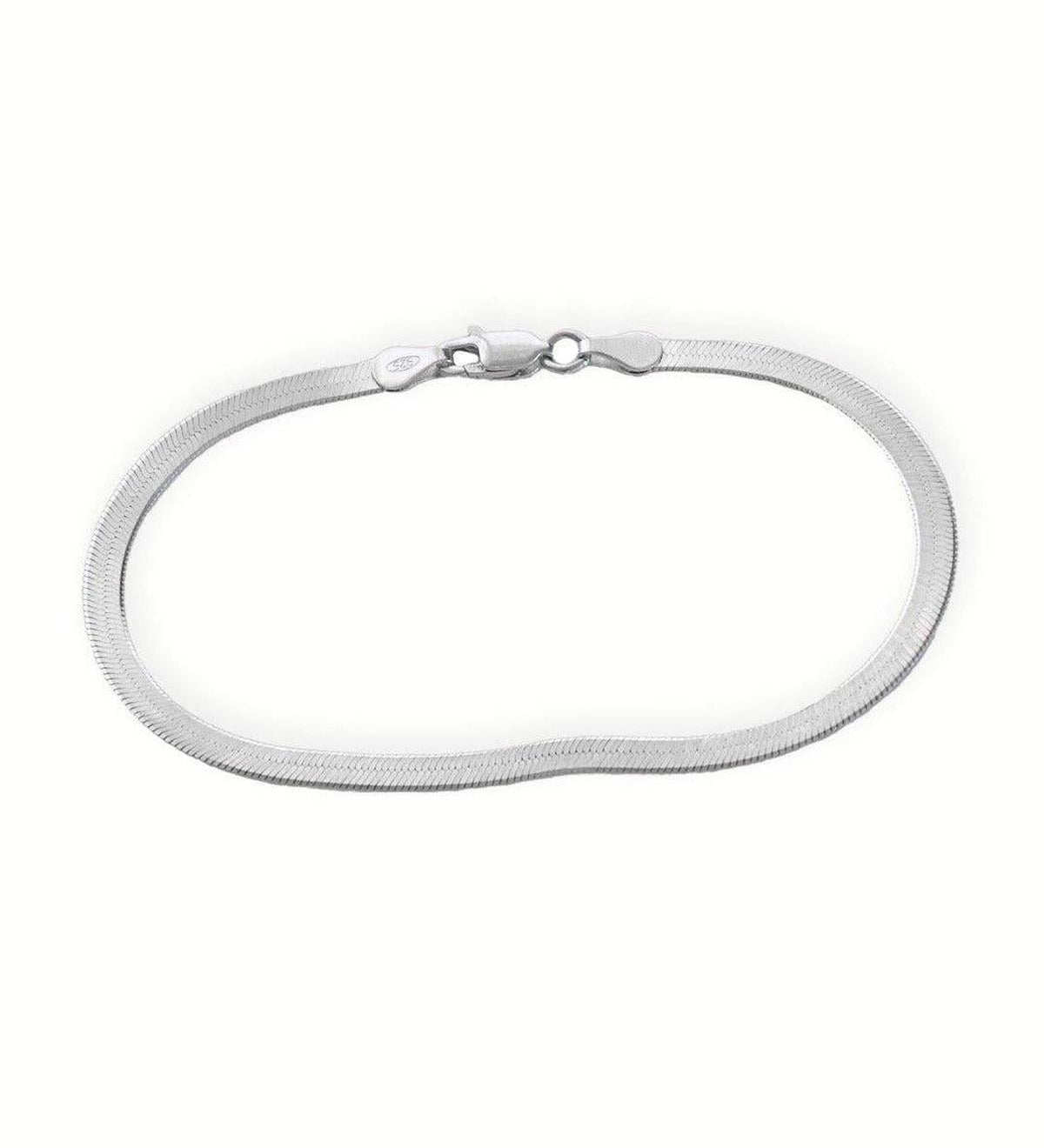 Slinky Silver Herringbone Chain Bracelet - Dea Dia
