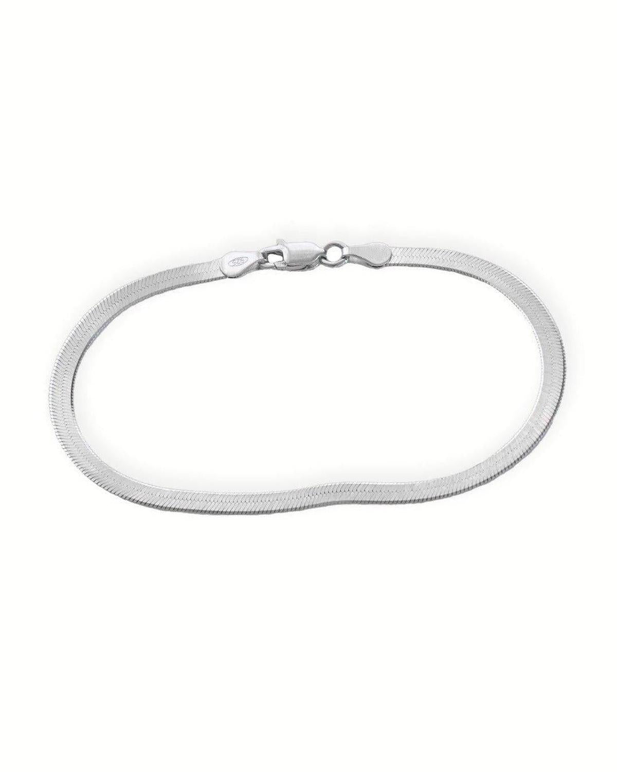 Slinky Silver Herringbone Chain Bracelet - Dea Dia