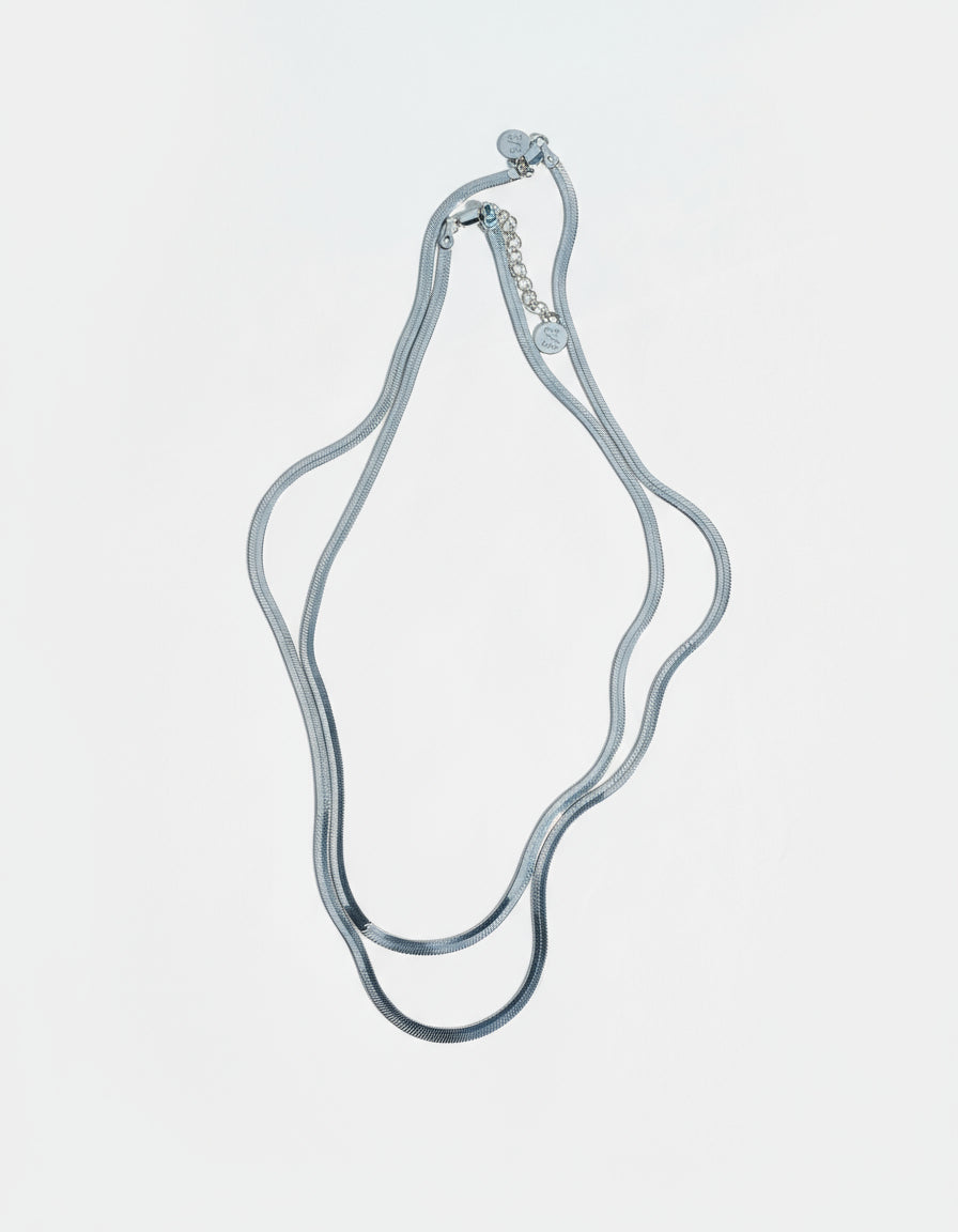 Slinky Silver Herringbone Chain Necklace - Dea Dia