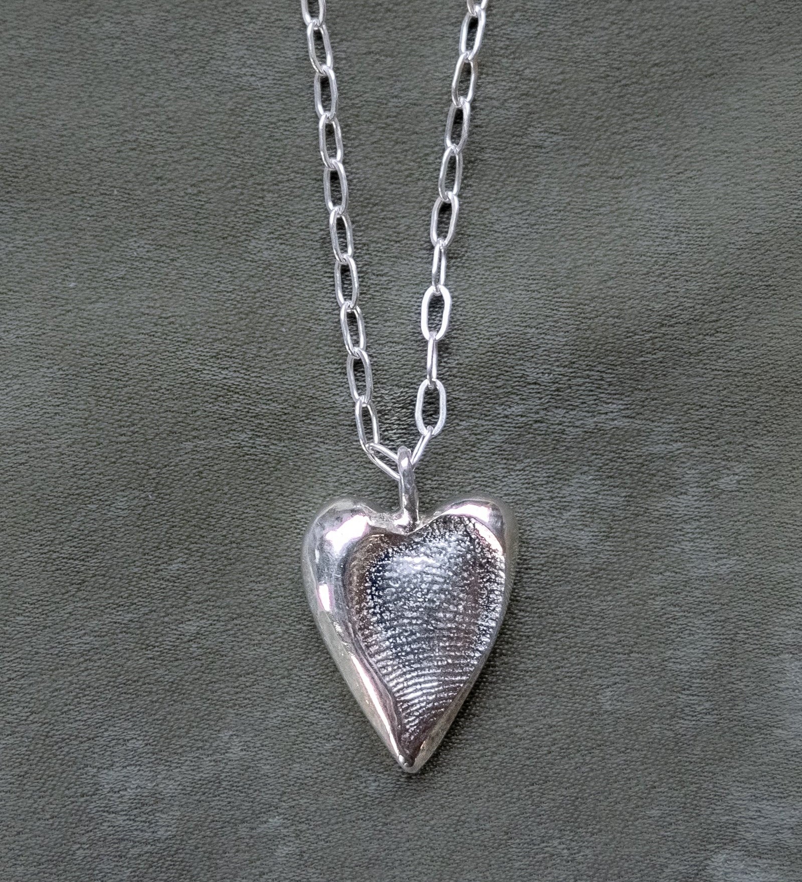 Smoking Heart Chunky Silver Fingerprint Necklace - Dea Dia