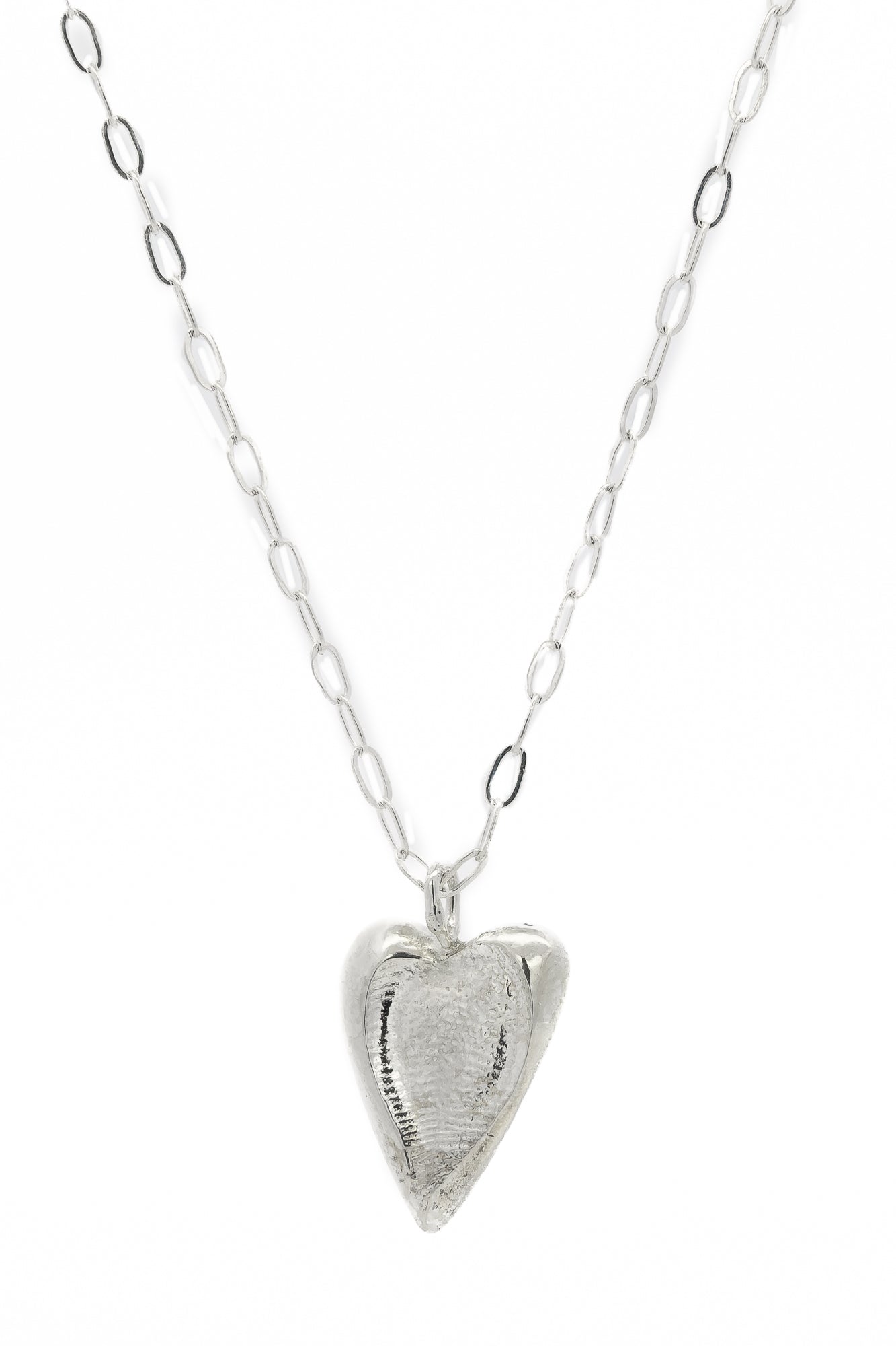 Smoking Heart Chunky Silver Fingerprint Necklace - Dea Dia