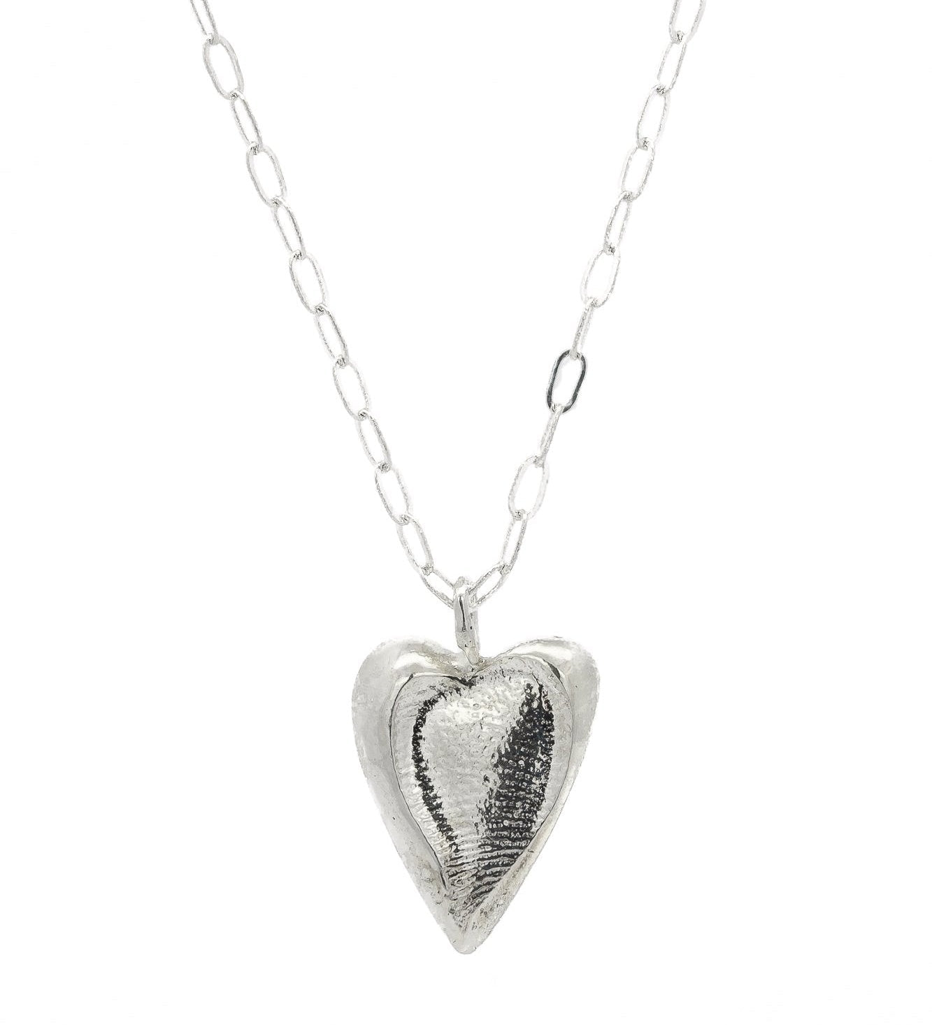 Smoking Heart Chunky Silver Fingerprint Necklace - Dea Dia