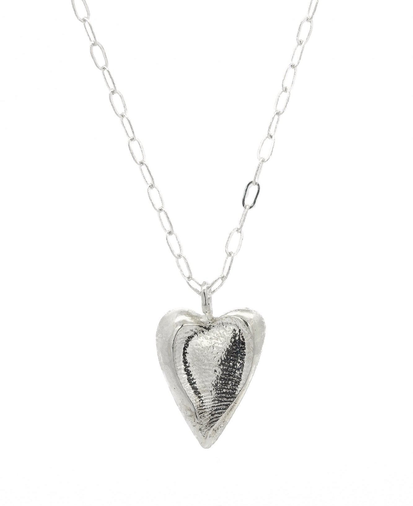 Smoking Heart Chunky Silver Fingerprint Necklace - Dea Dia