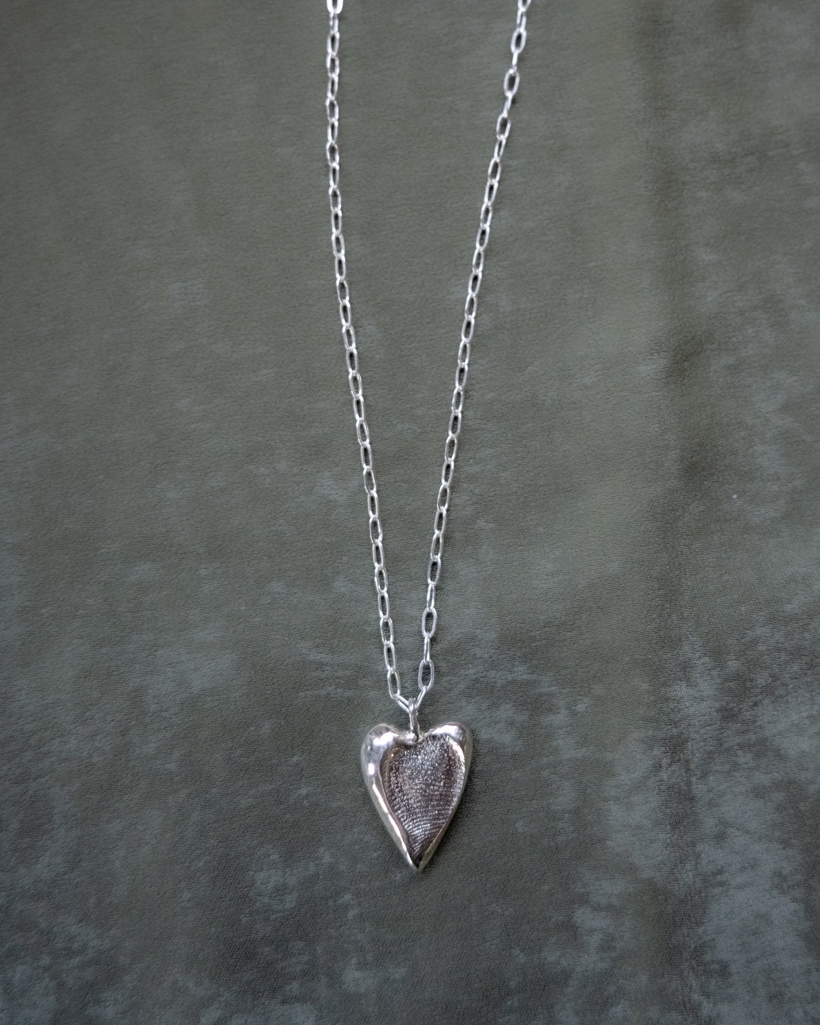 Smoking Heart Chunky Silver Fingerprint Necklace - Dea Dia