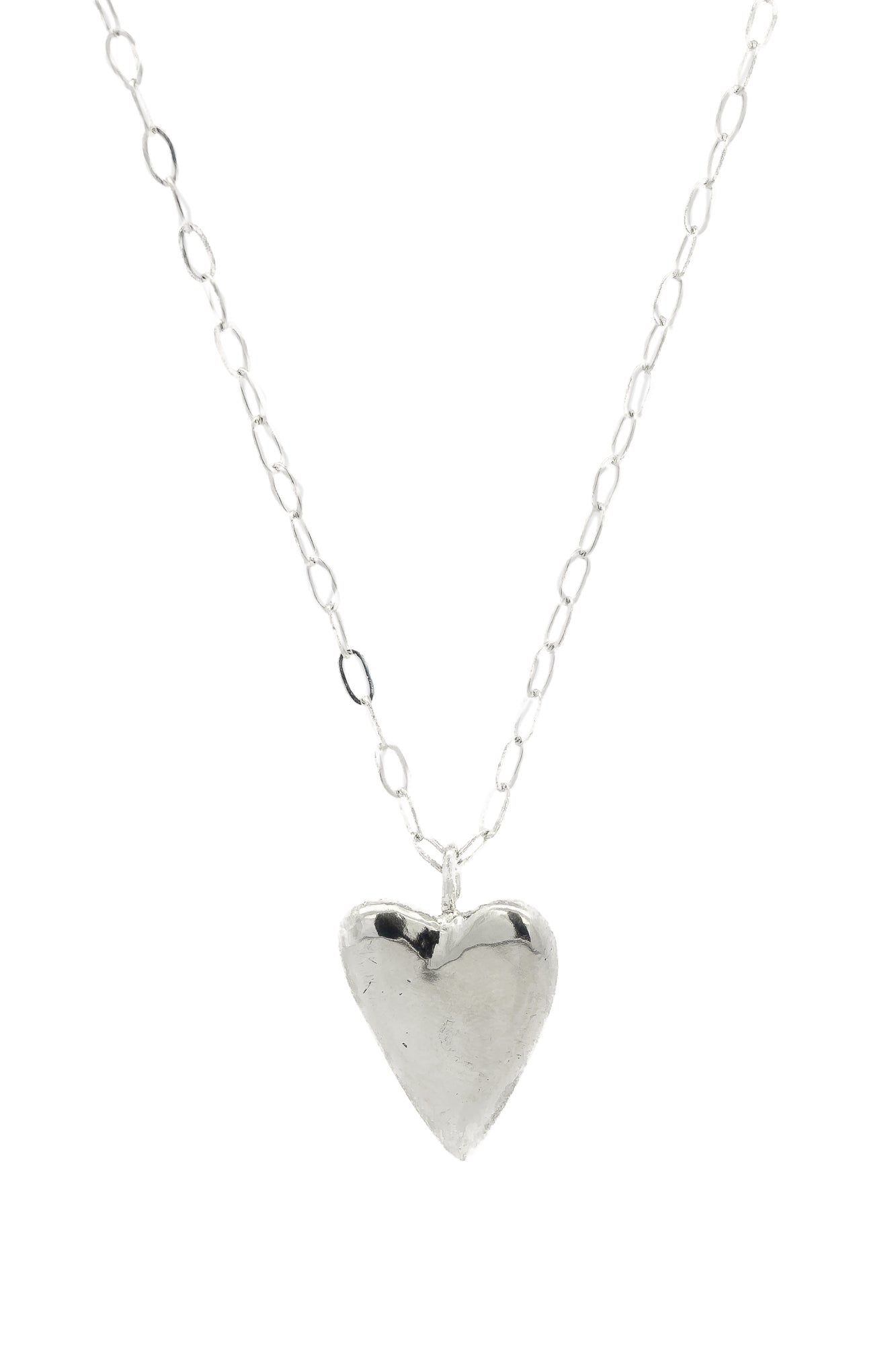 Smoking Heart Chunky Silver Fingerprint Necklace - Dea Dia